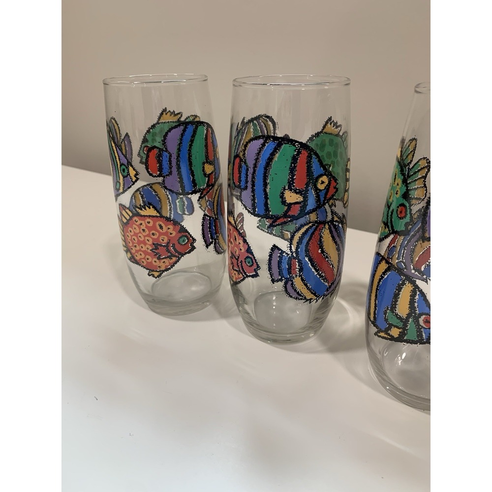 Set Of 5 Vintage Libbey Tropical Fish Drinking Glasses - Picture 4 of 6